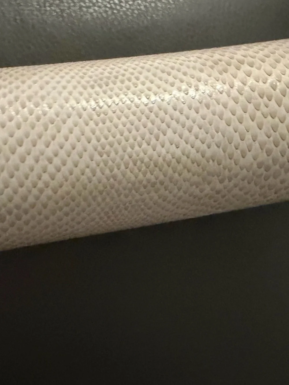 Jimmy Choo Pale Pink Snake-Embossed Clutch with Gold Logo Bar